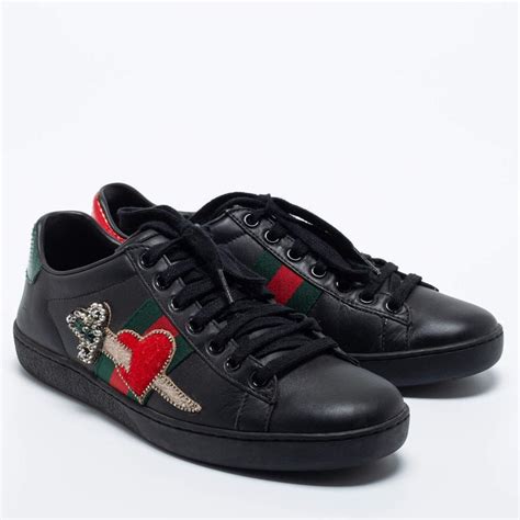 gucci heart dagger ace sneakers|gucci ace heart leather sneakers.